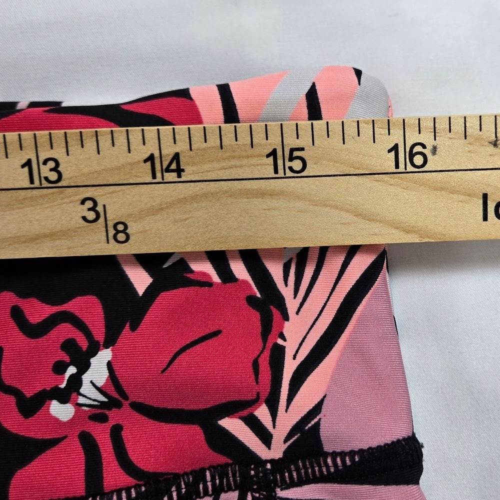 DKNY Sport Womens XL Tropical Floral High Waist Leggings Pockets Pink Black - Picture 6 of 7